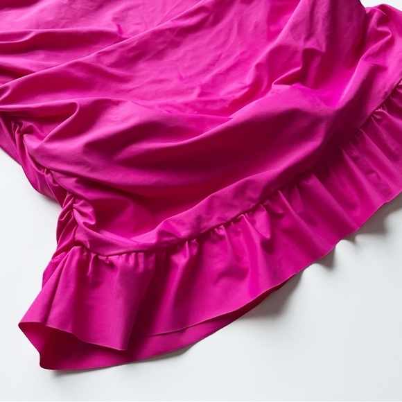 J. Crew NWT‎ Ruched V Neck Swim Dress 20 Fuchsia hot pink one piece skirt modest - Picture 2 of 8